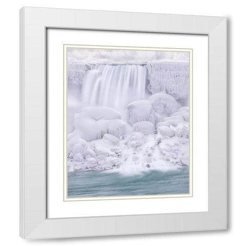 The Dreaming Frozen Waterfall White Modern Wood Framed Art Print with Double Matting by Lu, Ling