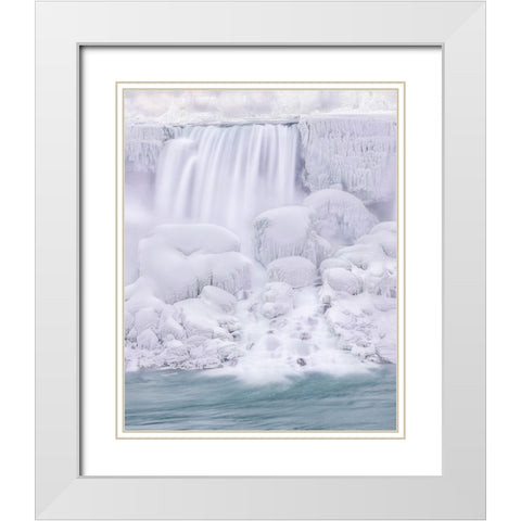 The Dreaming Frozen Waterfall White Modern Wood Framed Art Print with Double Matting by Lu, Ling