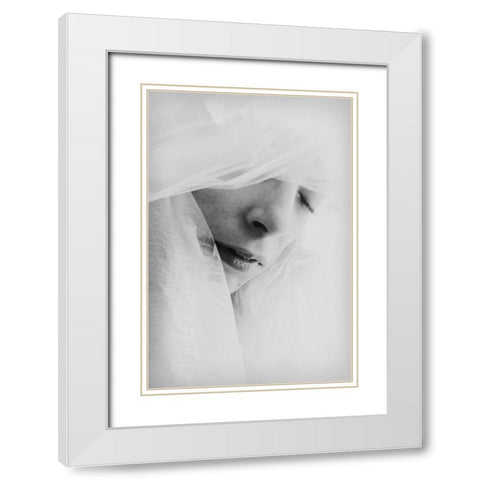 Peaceful White Modern Wood Framed Art Print with Double Matting by Bousca, Bogdan
