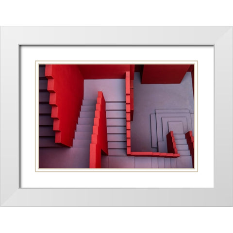 Muralla Roja #16 White Modern Wood Framed Art Print with Double Matting by Wride, Linda