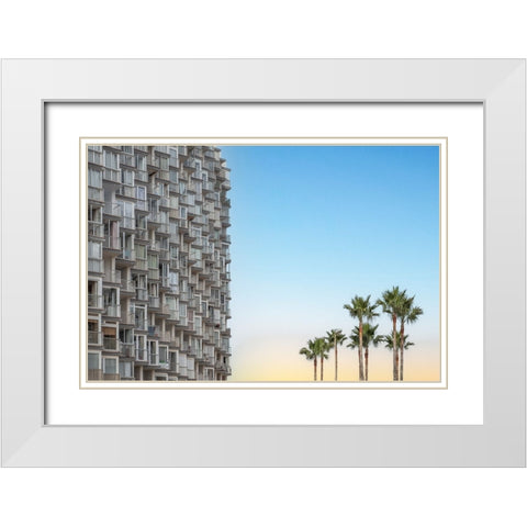 Palms and apartments White Modern Wood Framed Art Print with Double Matting by Wride, Linda