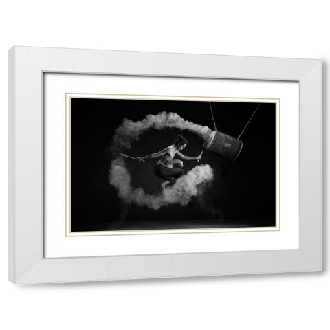 Flying Drum White Modern Wood Framed Art Print with Double Matting by Widyantini, Rini