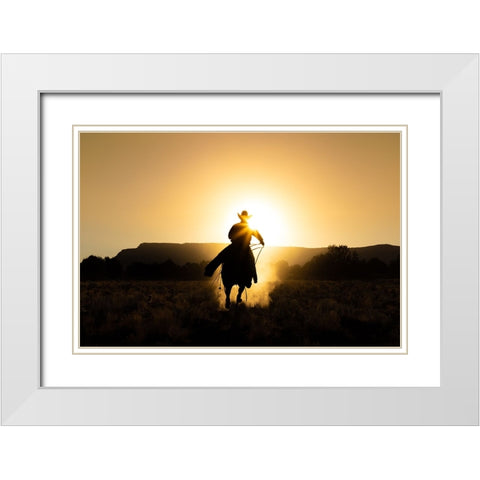 The Cowboy White Modern Wood Framed Art Print with Double Matting by Jacob, Matt