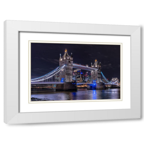 Tower Bridge In London White Modern Wood Framed Art Print with Double Matting by Kalika, Michael