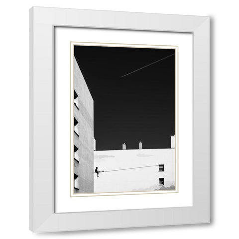 Acrobat. White Modern Wood Framed Art Print with Double Matting by Niemiec, Anna