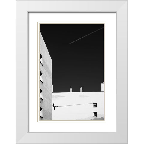 Acrobat. White Modern Wood Framed Art Print with Double Matting by Niemiec, Anna