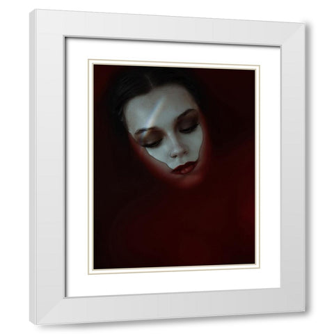 Red Moon White Modern Wood Framed Art Print with Double Matting by Hasanian, Yasin