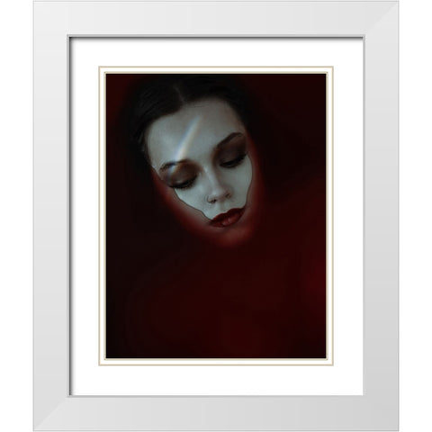 Red Moon White Modern Wood Framed Art Print with Double Matting by Hasanian, Yasin