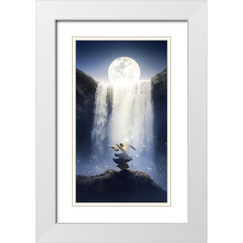 Dance under the moon White Modern Wood Framed Art Print with Double Matting by Pu, Can
