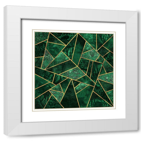 Deep Emerald White Modern Wood Framed Art Print with Double Matting by Fredriksson, Elisabeth