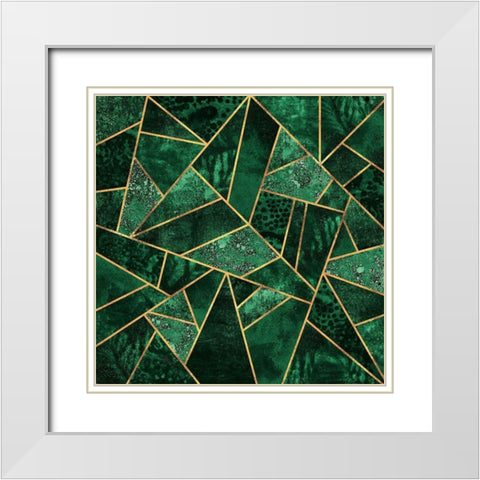 Deep Emerald White Modern Wood Framed Art Print with Double Matting by Fredriksson, Elisabeth