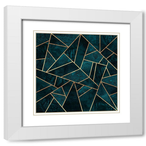 Deep Teal Stone White Modern Wood Framed Art Print with Double Matting by Fredriksson, Elisabeth