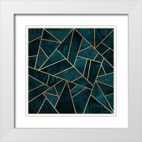 Deep Teal Stone White Modern Wood Framed Art Print with Double Matting by Fredriksson, Elisabeth