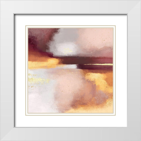 Burgundy Sunset White Modern Wood Framed Art Print with Double Matting by Fredriksson, Elisabeth