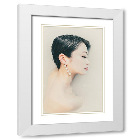 Milky white White Modern Wood Framed Art Print with Double Matting by Sangan, Kurosaki