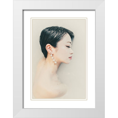 Milky white White Modern Wood Framed Art Print with Double Matting by Sangan, Kurosaki