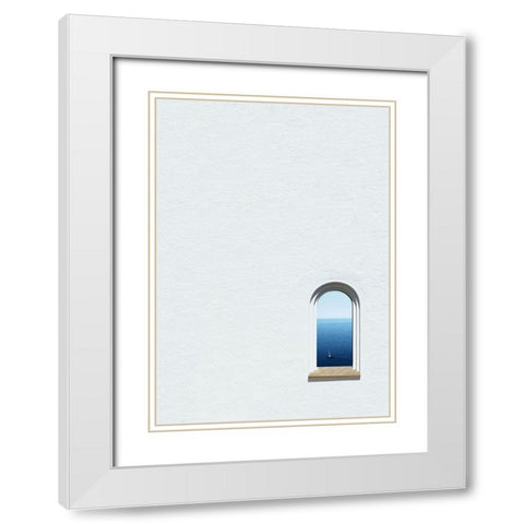 Ocean view white White Modern Wood Framed Art Print with Double Matting by Cederberg, Marcus