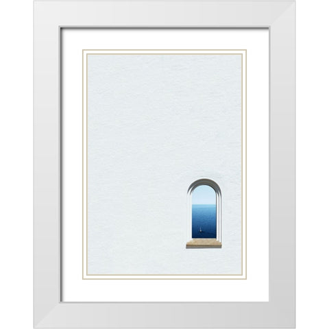 Ocean view white White Modern Wood Framed Art Print with Double Matting by Cederberg, Marcus