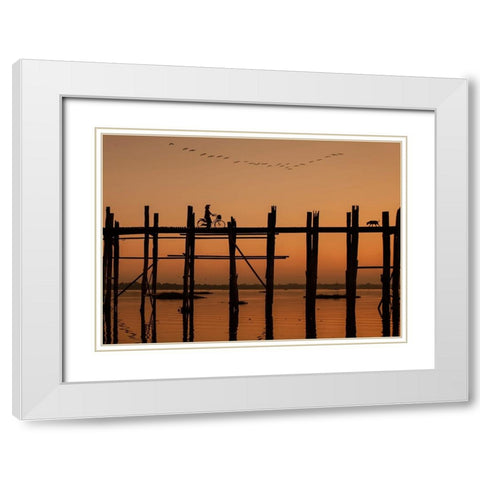 Ubein Bridge White Modern Wood Framed Art Print with Double Matting by Yilman, Gulsen