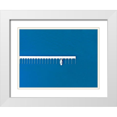 Lonely sail White Modern Wood Framed Art Print with Double Matting by Cederberg, Marcus