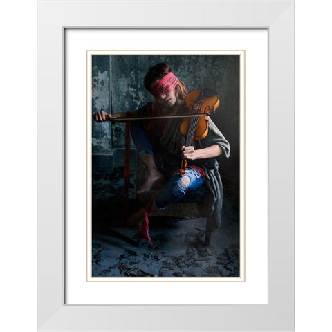 Eyes Are Not Required For A Beautiful Music White Modern Wood Framed Art Print with Double Matting by Gumma, Srikanth