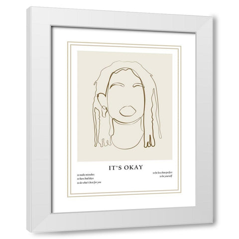 Woman line portrait White Modern Wood Framed Art Print with Double Matting by NKTN