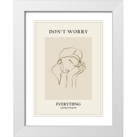 Modern line portrait White Modern Wood Framed Art Print with Double Matting by NKTN