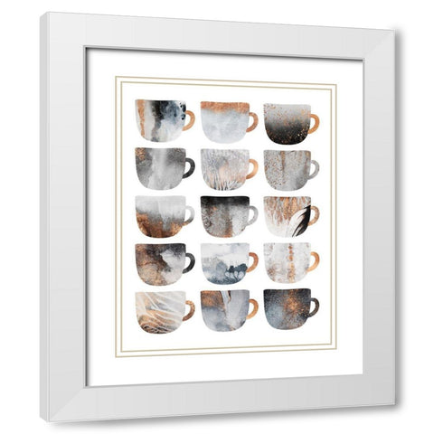 Dreamy Coffee Cups White Modern Wood Framed Art Print with Double Matting by Fredriksson, Elisabeth