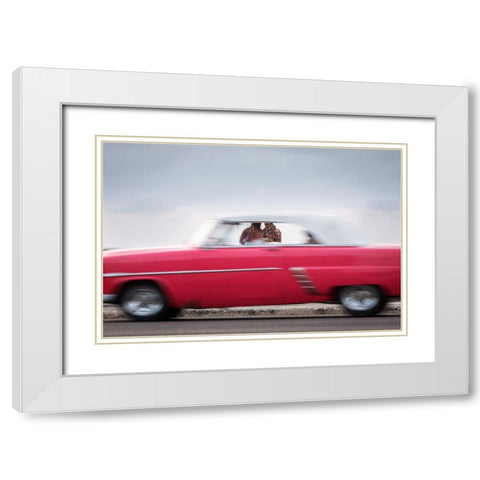 Thru The Window - Havana-Cuba White Modern Wood Framed Art Print with Double Matting by Mirica, Dan