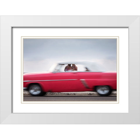 Thru The Window - Havana-Cuba White Modern Wood Framed Art Print with Double Matting by Mirica, Dan