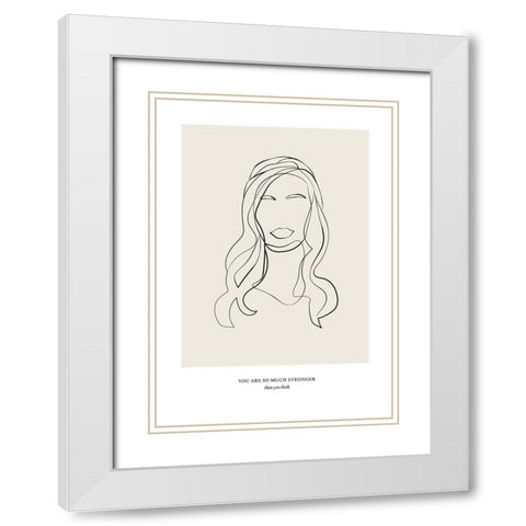 Modern Line Art White Modern Wood Framed Art Print with Double Matting by NKTN