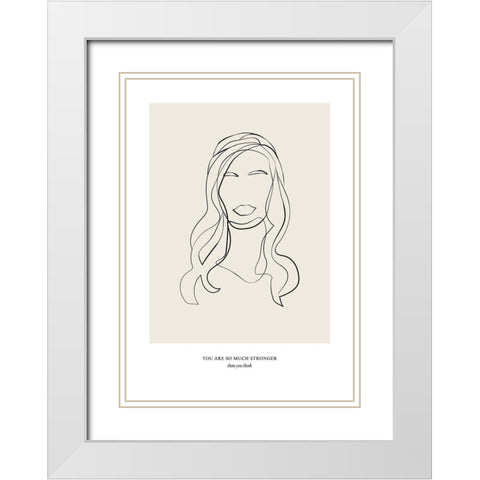 Modern Line Art White Modern Wood Framed Art Print with Double Matting by NKTN