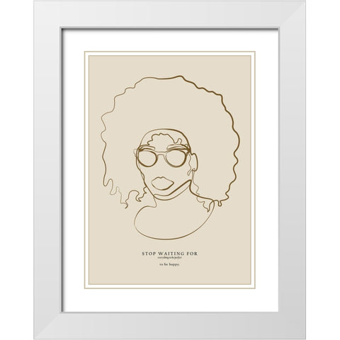 Woman face with glasses White Modern Wood Framed Art Print with Double Matting by NKTN
