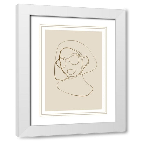 Female portrait White Modern Wood Framed Art Print with Double Matting by NKTN