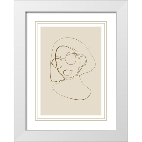 Female portrait White Modern Wood Framed Art Print with Double Matting by NKTN