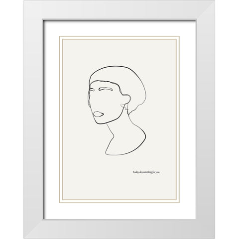 Abstract female portrait White Modern Wood Framed Art Print with Double Matting by NKTN