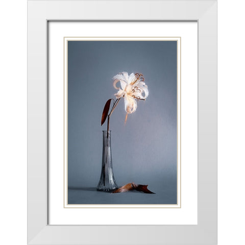 Elegant Lines White Modern Wood Framed Art Print with Double Matting by Kiral, Cicek