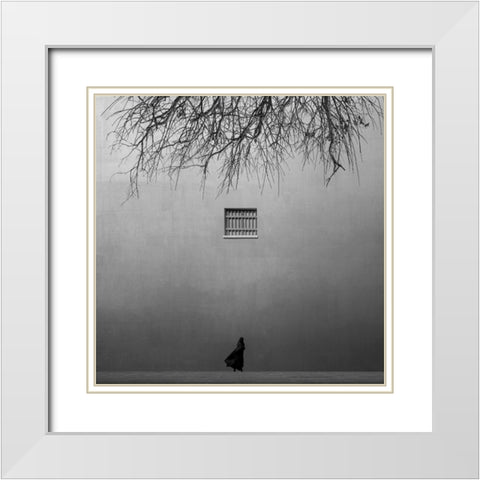 Waiting for freedom White Modern Wood Framed Art Print with Double Matting by Alizolghadri93