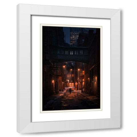 Under The Skybridge White Modern Wood Framed Art Print with Double Matting by De La, Javier