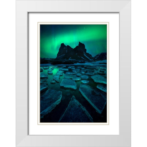 Icy Eystrahorn White Modern Wood Framed Art Print with Double Matting by Kuric EP, Marian
