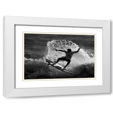 Surfer White Modern Wood Framed Art Print with Double Matting by Wang, Ti