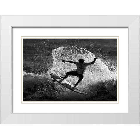 Surfer White Modern Wood Framed Art Print with Double Matting by Wang, Ti