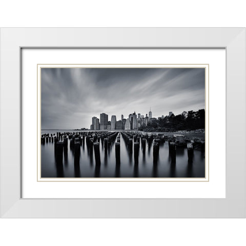 NYC White Modern Wood Framed Art Print with Double Matting by Jubic, Srecko