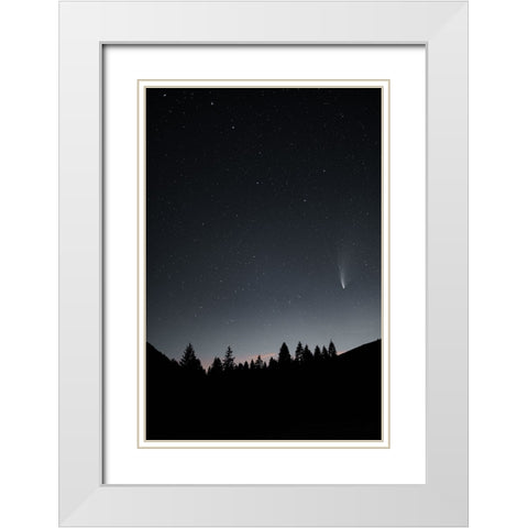 Comet Neowise White Modern Wood Framed Art Print with Double Matting by Ficel, Michal
