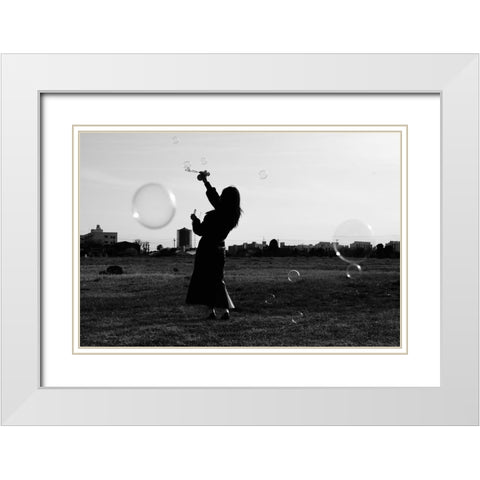 Bubble White Modern Wood Framed Art Print with Double Matting by Kaido, Arata