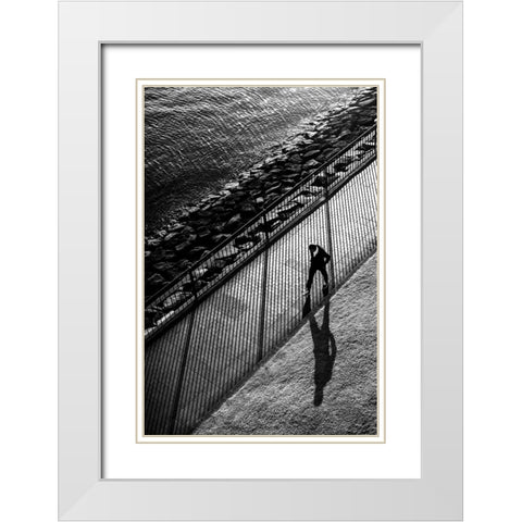 Stripes White Modern Wood Framed Art Print with Double Matting by Watanabe, Kentaro