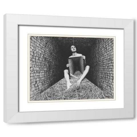 Claustrophobia White Modern Wood Framed Art Print with Double Matting by Bousca, Bogdan