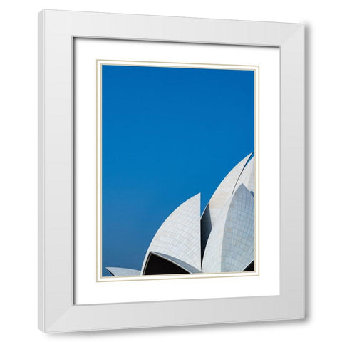 Lotus temple the balance White Modern Wood Framed Art Print with Double Matting by Chawla, Shobhit