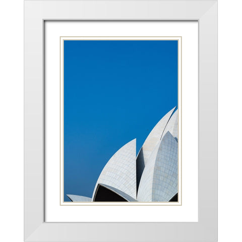 Lotus temple the balance White Modern Wood Framed Art Print with Double Matting by Chawla, Shobhit