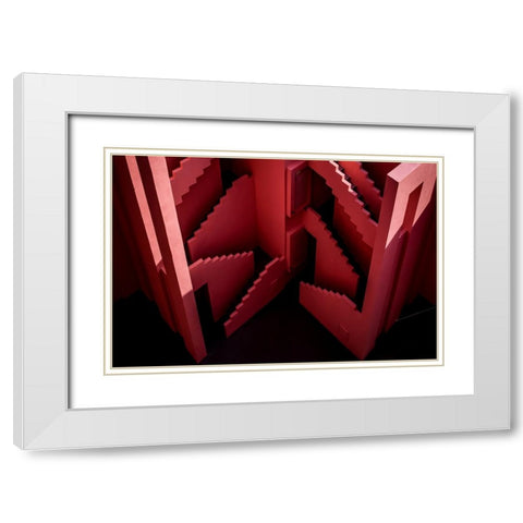 Muralla Roja #46 White Modern Wood Framed Art Print with Double Matting by Wride, Linda